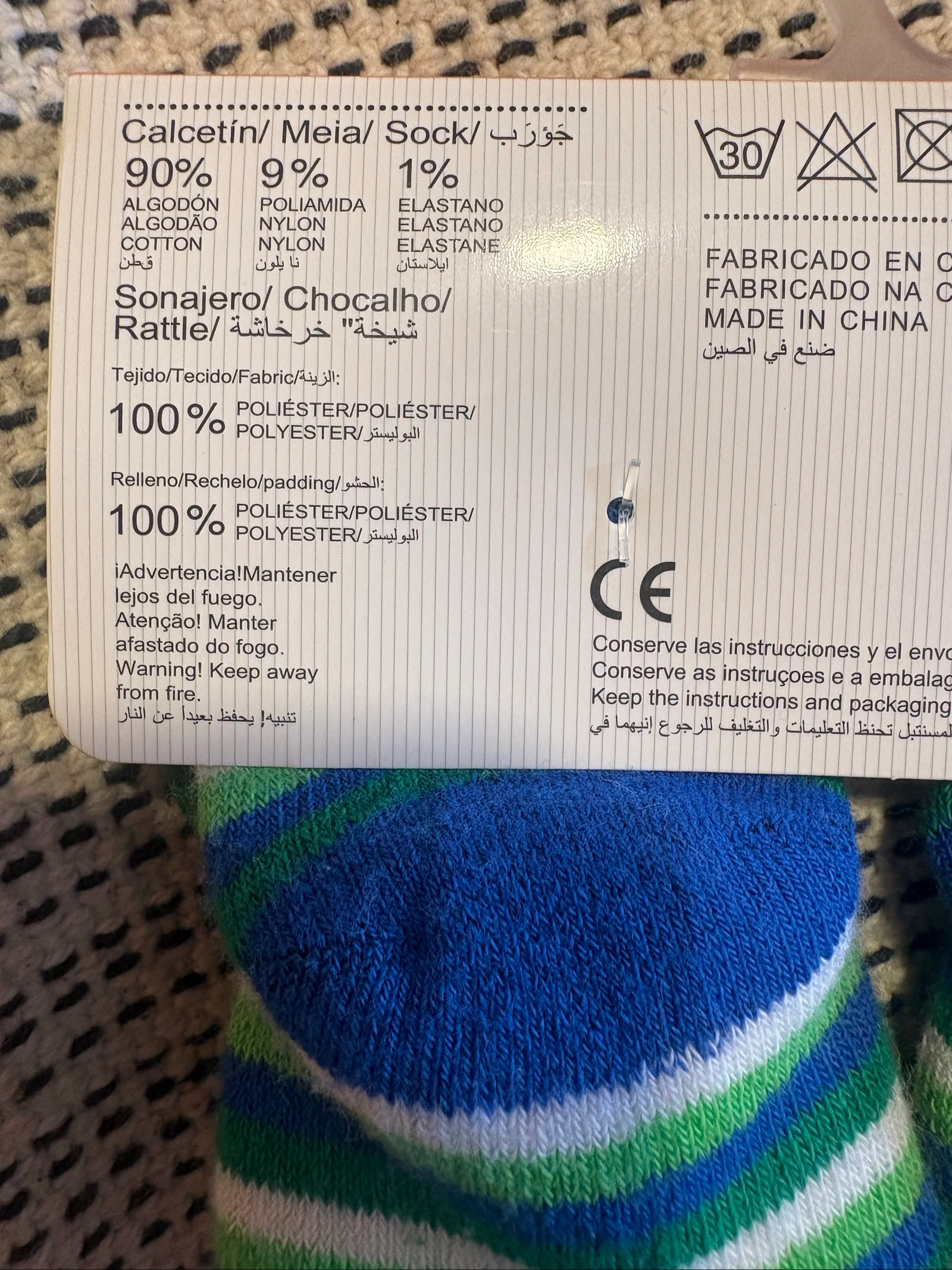 calcetines sonajero bebe dragon algodonal cotton juice 0 3m nuevos – photo 3